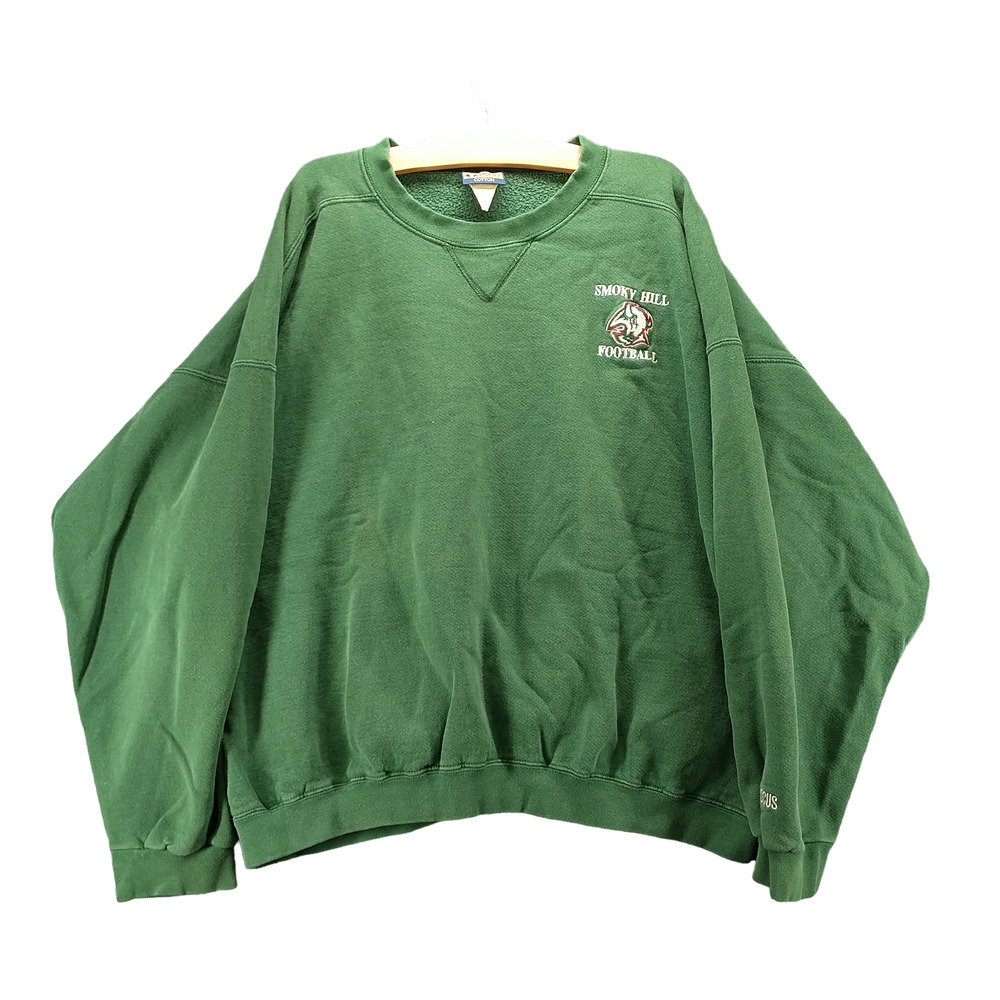 Discus Athletic Men's Pullover Sweatshirt Green 2XL Vintage Smoky Hill Football